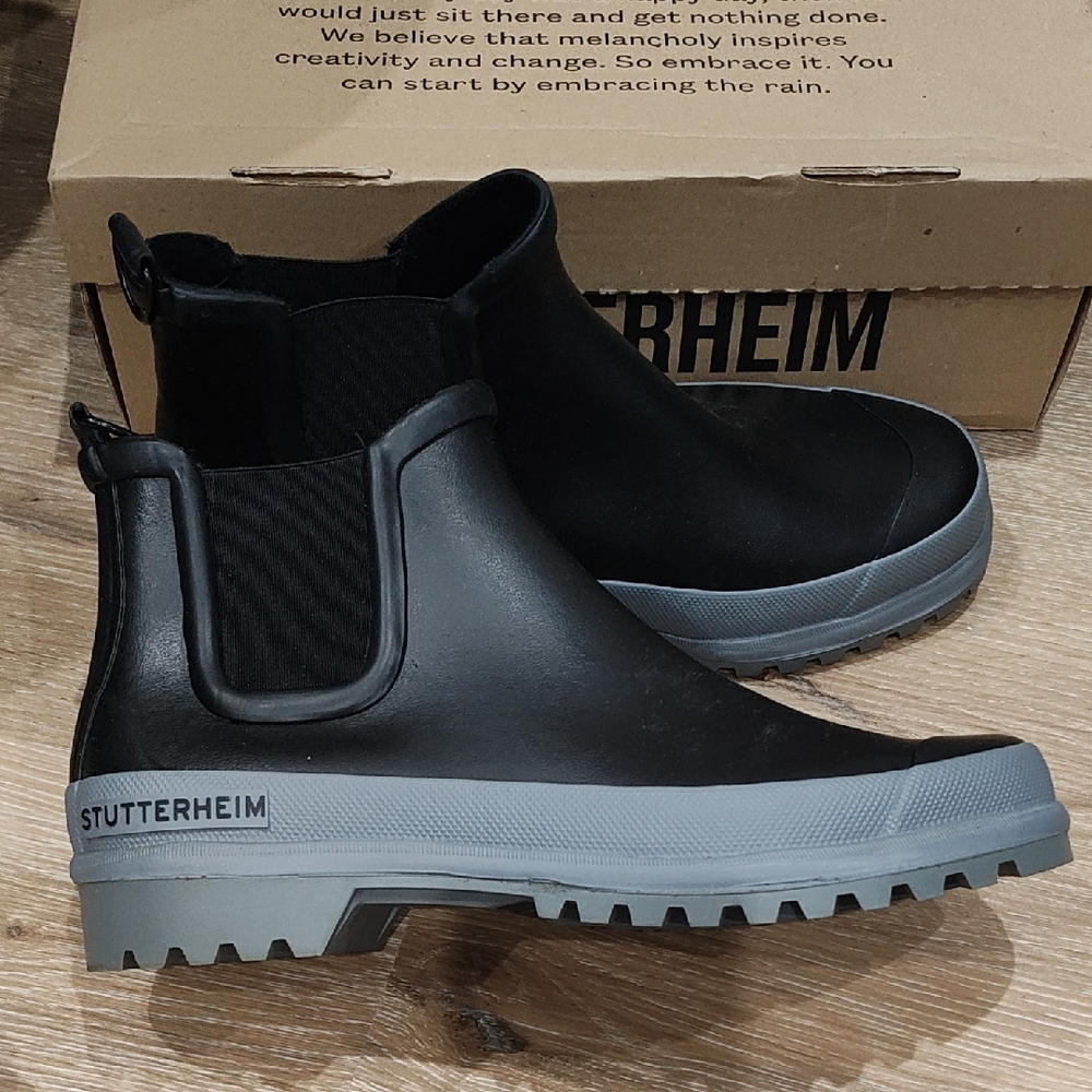 Stutterheim Black Rubber Chelsea Boots
